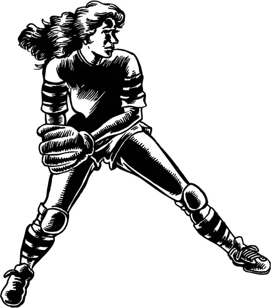 Softball Black White Vector Illustration — Stockový vektor