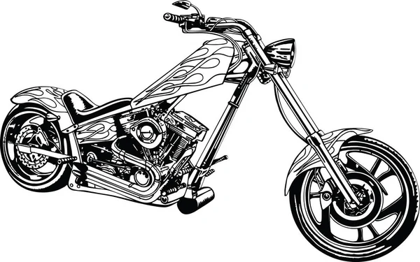 Ilustrasi Vektor Hitam Dan Putih Chopper - Stok Vektor