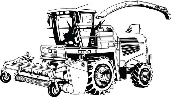 Illustration Vectorielle Tracteur Récolte — Image vectorielle