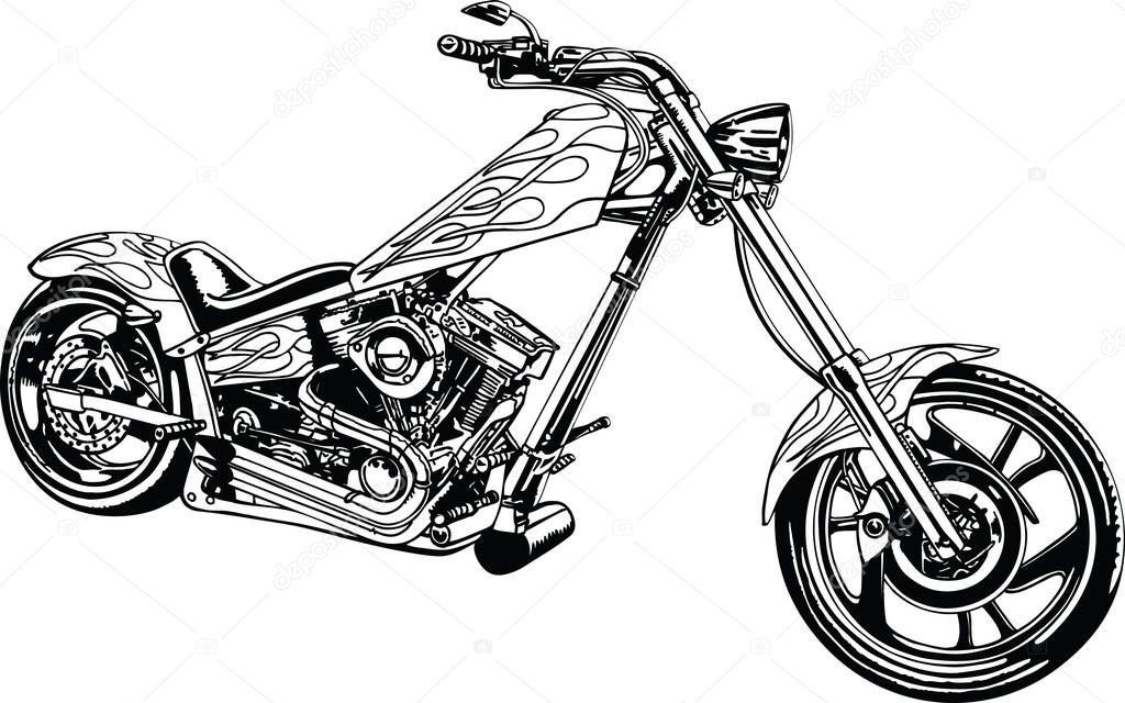 Chopper Black and White Vector Illustration