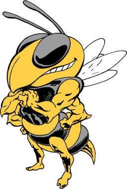 Kötü Arı Maskot Vektörü İllüstrasyonu