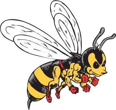 Arı Savaşçısı Maskot Vektörü İllüstrasyonu