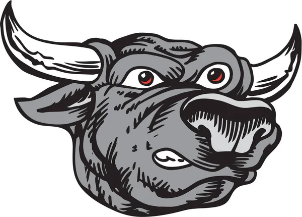 Bull Mascotte Hoofd Vector Illustratie — Stockvector