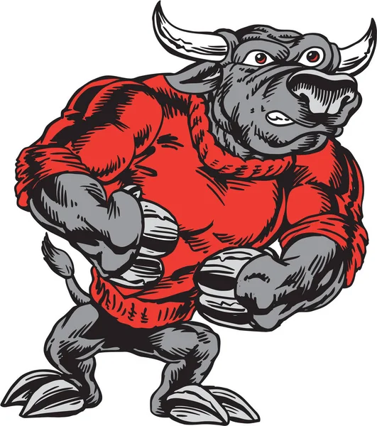 Bull Mascotte Strut Vector Illustratie — Stockvector