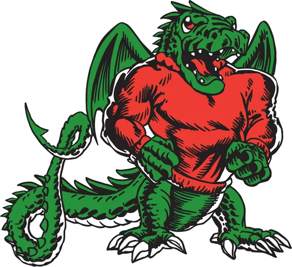 Dragon Mascot Standing Vector Ilustración — Vector de stock
