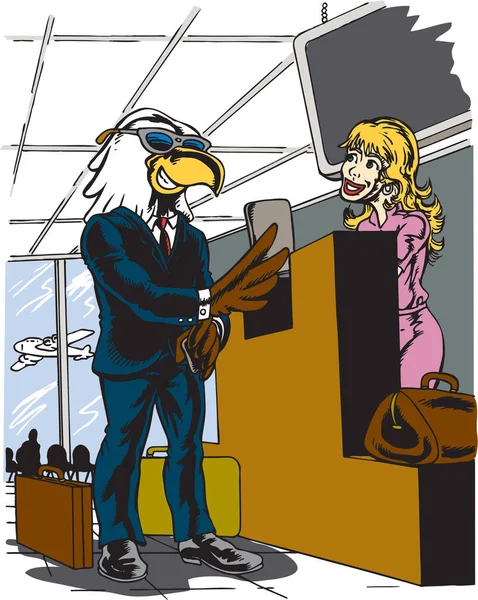 Eagle Mascot Στο Αεροδρόμιο Vector Εικονογράφηση — Διανυσματικό Αρχείο