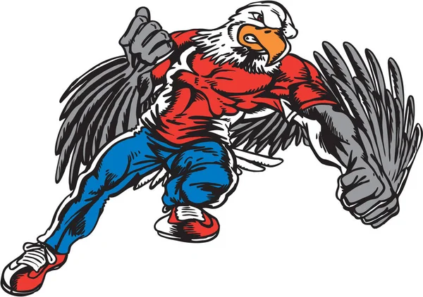 Eagle Mascot Fighter Vector Illustration — Stock Vector