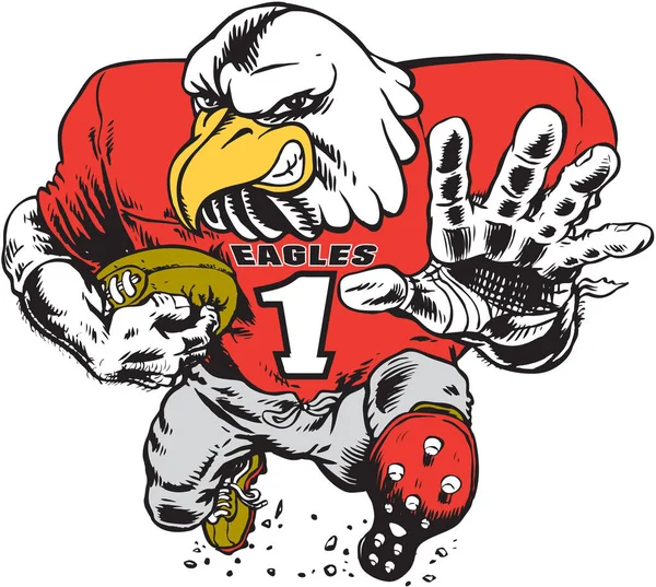 Eagle Mascot Football Runner Vector Illustration — Vector de stock