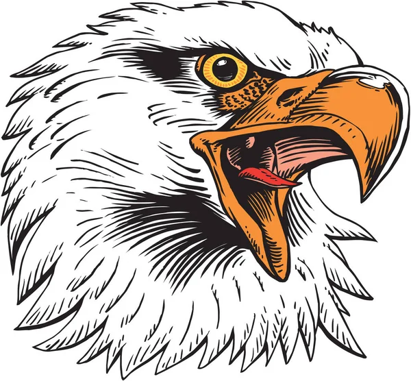 Eagle Mascot Head Screaming Vector Illustration - Stok Vektor