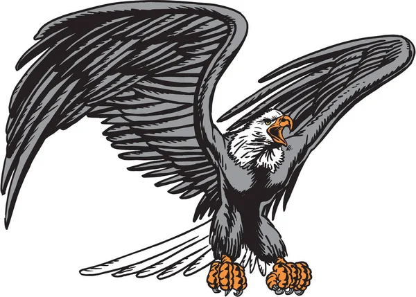 Eagle Mascot Mengambil Vector Illustration - Stok Vektor