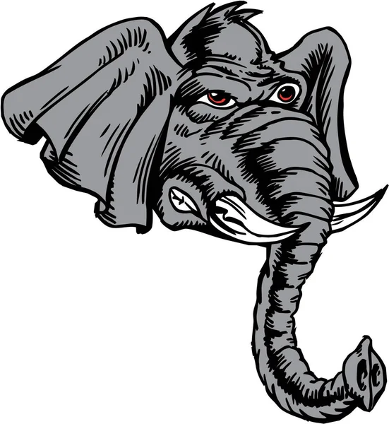 Elephant Huvud Vektor Illustration — Stock vektor