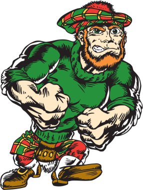 Leprikon Maskotu Yürüyen Sert Vektör İllüstrasyonu