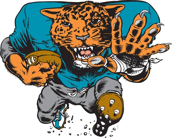 Jaguar Mascot Runner Vector Ilustración — Archivo Imágenes Vectoriales