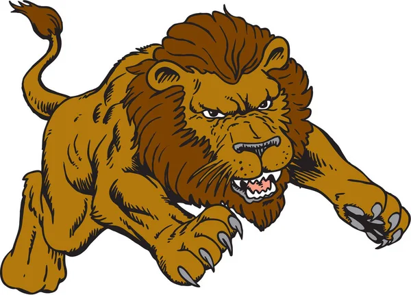 Lion Mascot Attack Vector Illustration — Stock Vector
