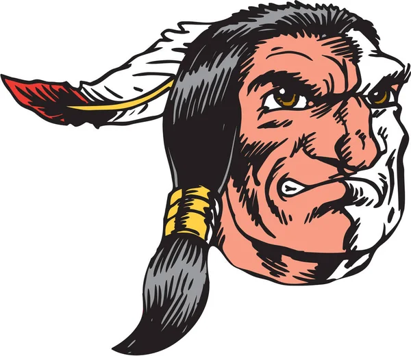 アメリカ先住民マスコットヘッドベクトルイラスト — ストックベクタ