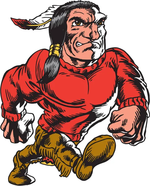 Native American Mascot Strut Vector Illustration — Vetor de Stock
