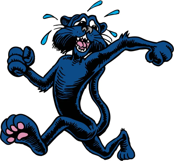 Panther Mascot Running Scared Vector Illustration — 스톡 벡터