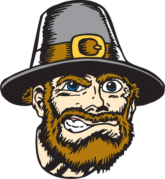 Pilgrim Mascot Head Vector Illustration — 스톡 벡터