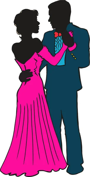 Illustration Vectorielle Couple Bal — Image vectorielle