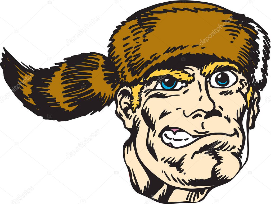 Pioneer Mascot Head Vector Illustration