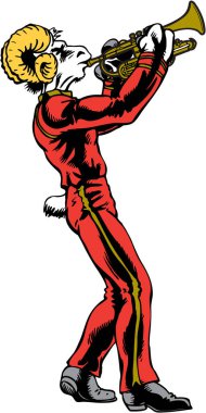 Ram Maskotu Trompet Vektörü İllüstrasyonu Çalıyor