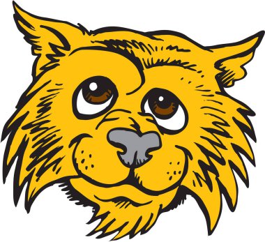 Wildcat Maskotu Gelişigüzel Baş Vektör İllüstrasyonu