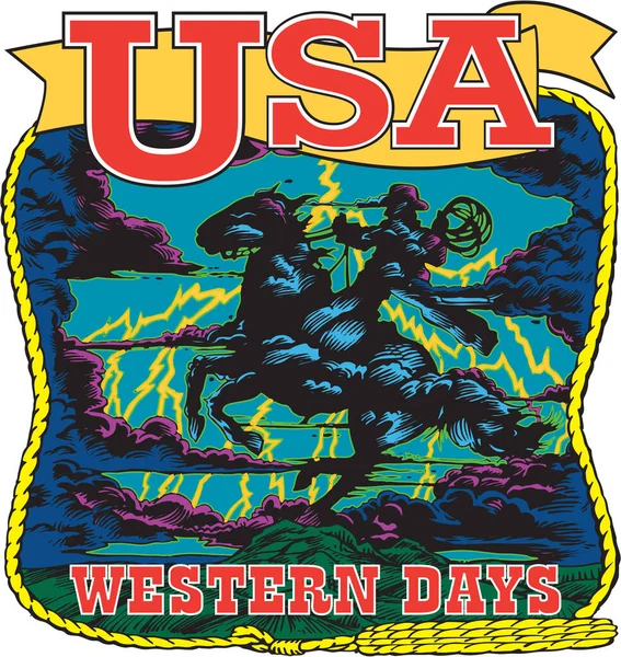 Usa Western Days Vector Illustration — Archivo Imágenes Vectoriales