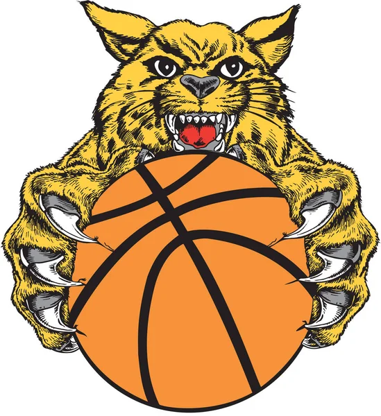 Wildcat Mascot Basketball Vector Illustration — Stock Vector
