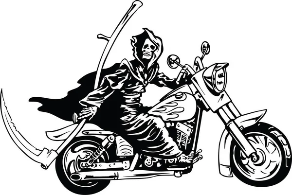 Grim Reaper Sur Illustration Vectorielle Moto — Image vectorielle