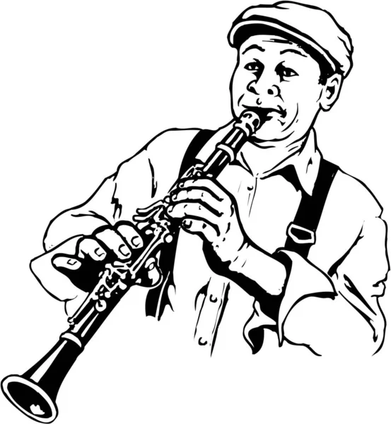 Clarinet Player Vector Ilustración — Vector de stock