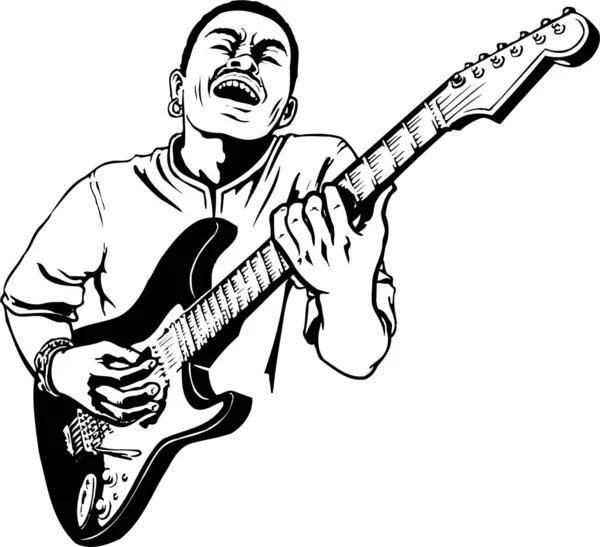 Ilustração Vetor Guitarrista — Vetor de Stock