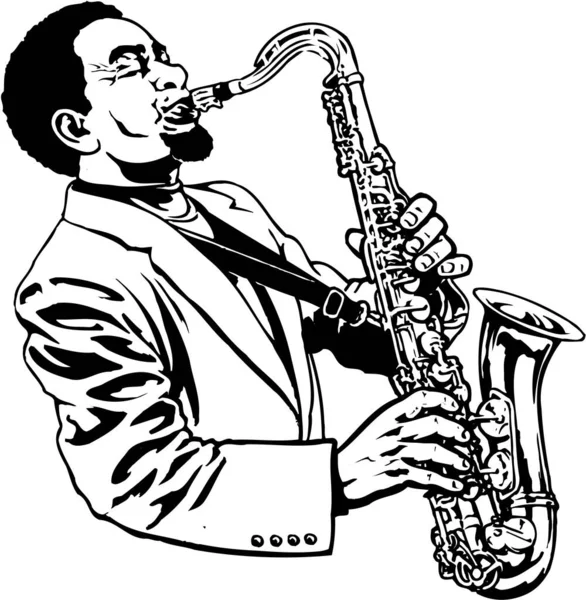 Saxofon Spelare Vektor Illustration — Stock vektor