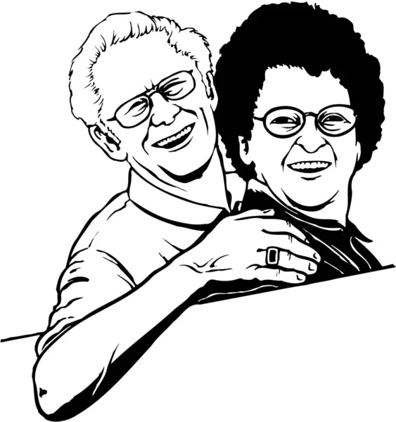 Ilustración Vector Pareja Senior — Archivo Imágenes Vectoriales