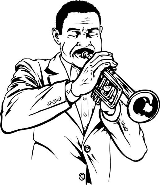 Ilustração Vetor Tocador Trompete — Vetor de Stock