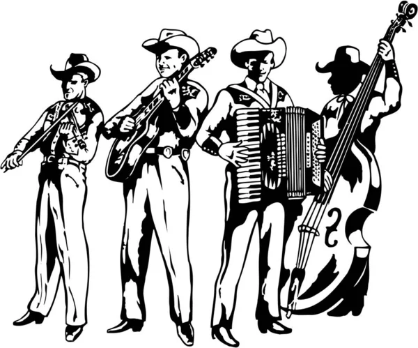 Western Band Vector Ilustração — Vetor de Stock