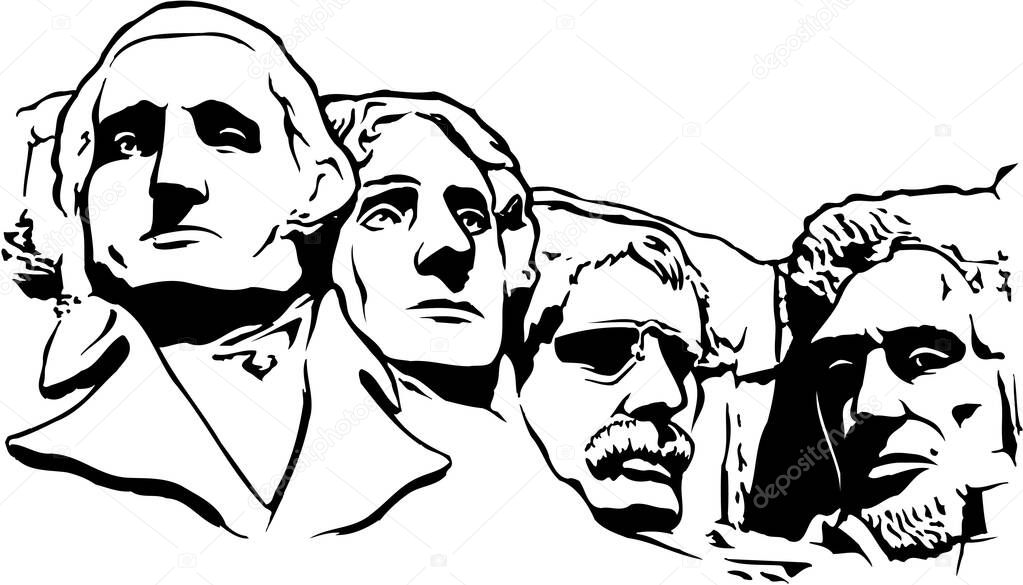 Mount Rushmore Memorial Vector Illustration