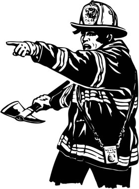 Axe Vektör İllüstrasyonlu İtfaiyeci