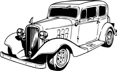 1933 Chevy Sedan Vector İllüstrasyonu