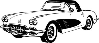 1960 Corvette Vektör İllüstrasyonu
