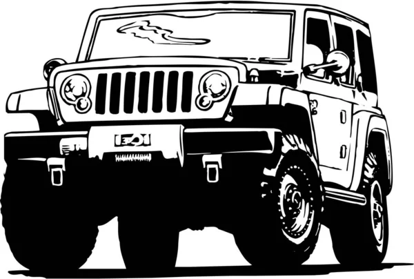 Jeep Automóvil Vector Ilustración — Archivo Imágenes Vectoriales