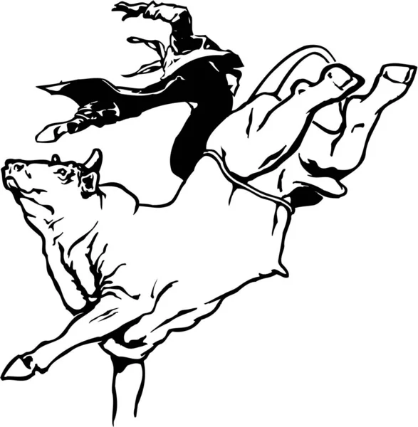 Bull Riding Vector Illustrazione — Vettoriale Stock