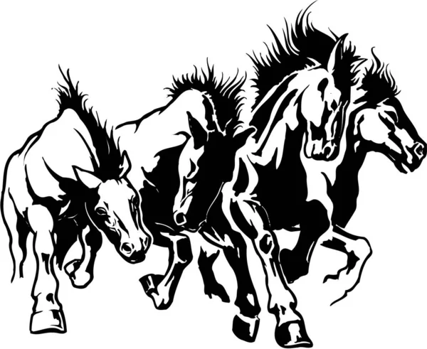 Horses Stampeding Vector Illustration — Stock Vector