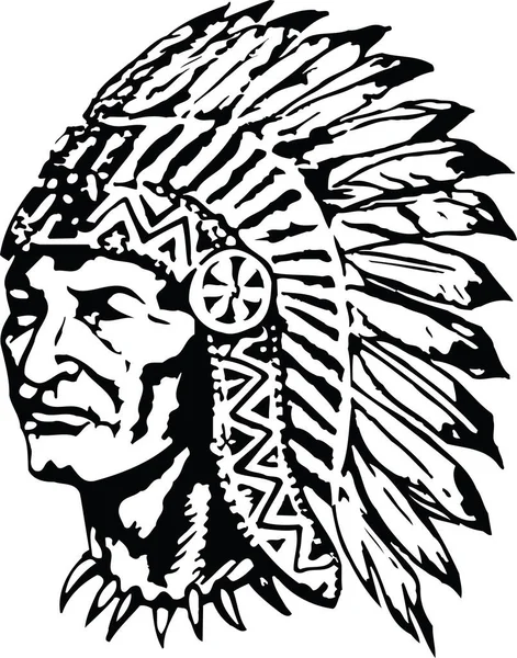 Indian Chief War Bonnet Headdress Vector Illustration - Stok Vektor