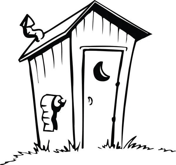 Ilustrasi Vektor Cartoon Outhouse - Stok Vektor