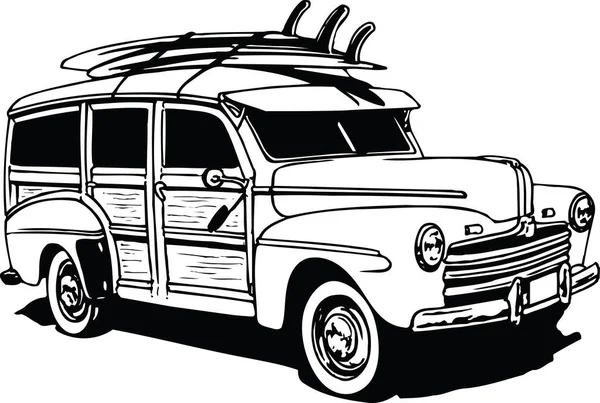 Klassische Woodie Vector Illustration — Stockvektor