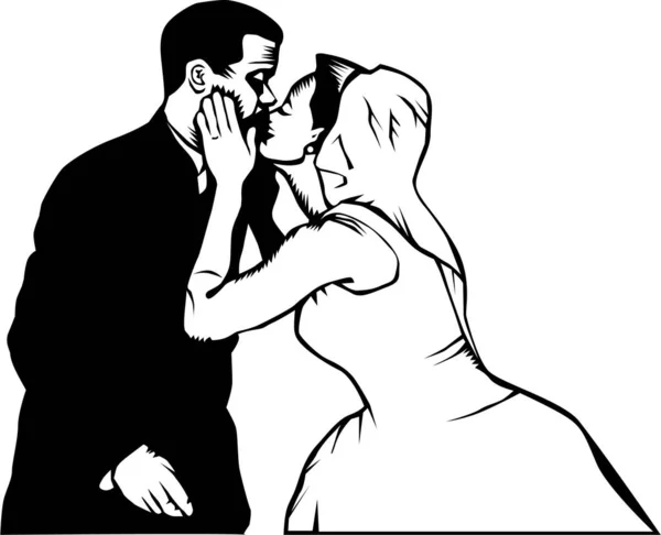 Esküvői Csók Vektor Illusztráció — Stock Vector