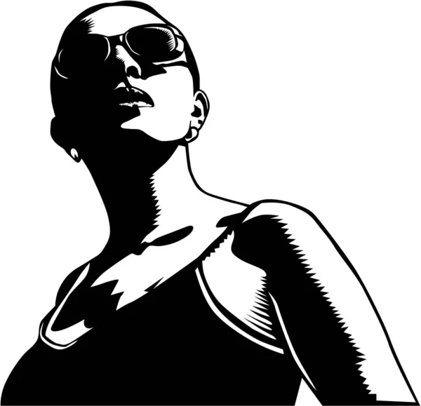 Mujer Gafas Sol Vector Illustration — Vector de stock