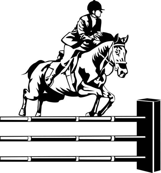 Horse Jumping Vector Illustratie — Stockvector