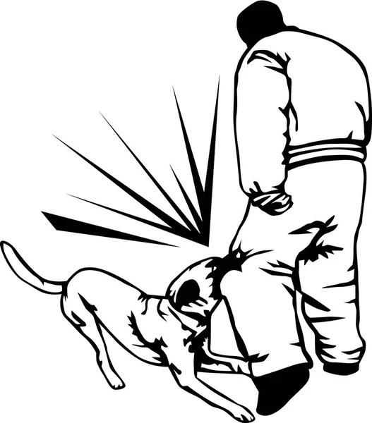 Επίθεση Dog Εκπαίδευση Εικονογράφηση Διάνυσμα — Διανυσματικό Αρχείο