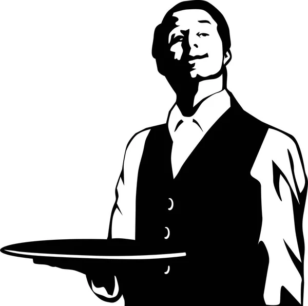 Waiter Tray Vector Illustration — Stock Vector